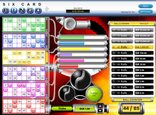 six card bingo screenshot