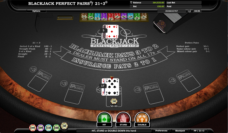 perfect pairs blackjack odds